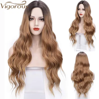 

Vigorous Long Blonde Wavy Wig Synthetic Wigs for Women Natural Looking Hair Wig Middle Part Heat Resistant Daily Wig Party Use
