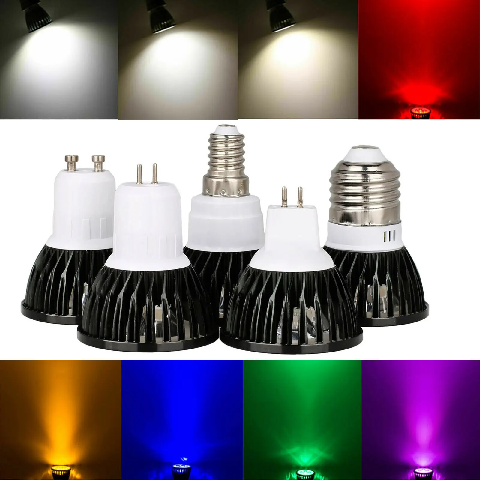 

Dimmable E26 E27 E14 GU10 MR16 GU5.3 Black LED Spotlight 6W 8W 10W Super Bright AC 85-265V lamp Spot light For home illumination