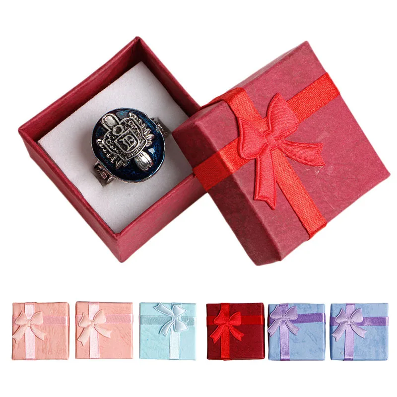 

Jewelry Case Paper Storage Box Ring Earring Holder Package Bowknot Decor Y4QB