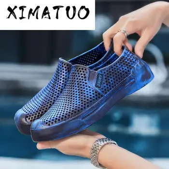

2020 New Summer Shoes For Men Fashion Camouflage Beach Sandals Man Black Slip On Men Garden Shoes Hollow Outdoor Men Sandals