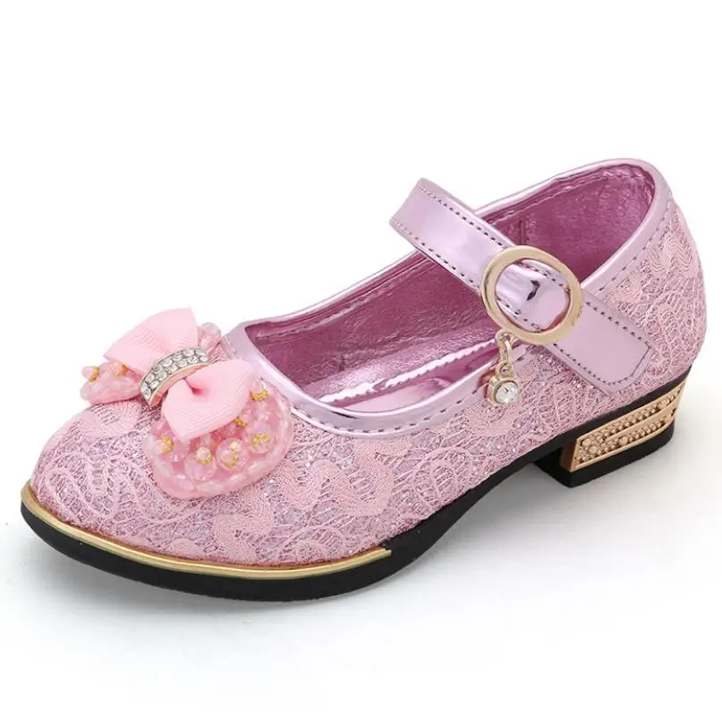 Spring Children Shoes Girls High Heel Princess Dance Sandals Kids Shoes Glitter Leather Fashion Girls Party Dress Wedding Shoes boy sandals fashion Children's Shoes