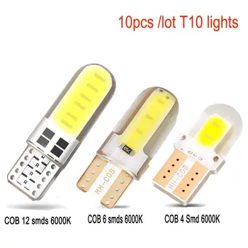 

10pcs/lot T10 COB 4/6/12 smd Led Auto Car Interior Lamp Canbus Error Free White 5730 LED 12V Reading Bulb