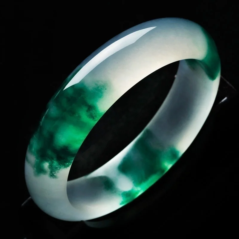 Genuine Natural Green Jade Bangle Bracelet Charm Jewellery Fashion Accessories Hand-Carved Amulet Gifts for Women Her Men