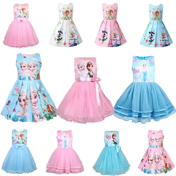 

Baby Girl Clothes Cartoon Anna Elsa Girls Dress Christmas Elsa Anna Cosplay Princess Dress Ice Snow Story Kids Dresses For Girls