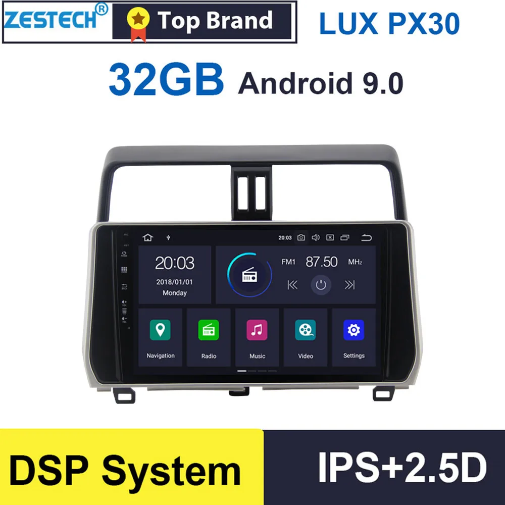 1 din Android 9,0 ips+ 2.5D 10," Радио автомобильный dvd-плеер для Toyota Prado T2(155)- головное устройство автомобиля gps DVD мультимедиа