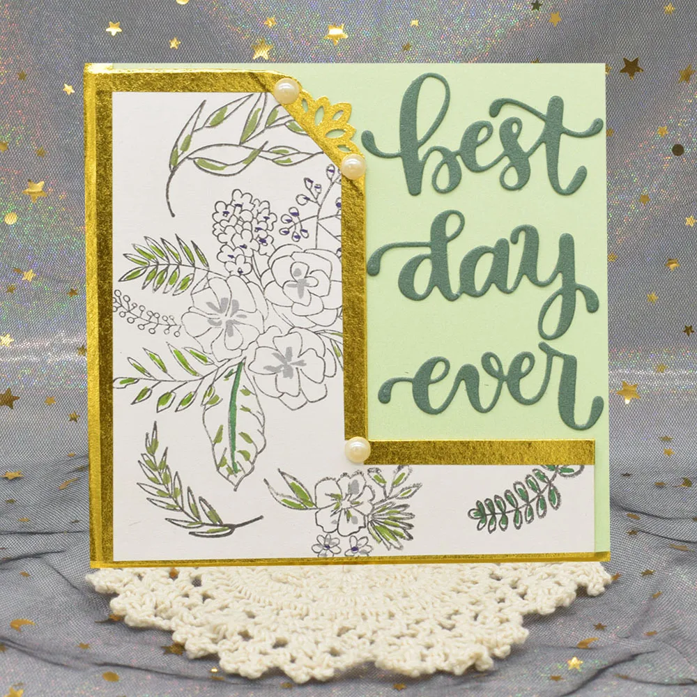 

Paper Embossing Die Cuts Best day ever Letter Metal Cutting Dies Words dies for Scrapbooking Album Festival Gift Card Making
