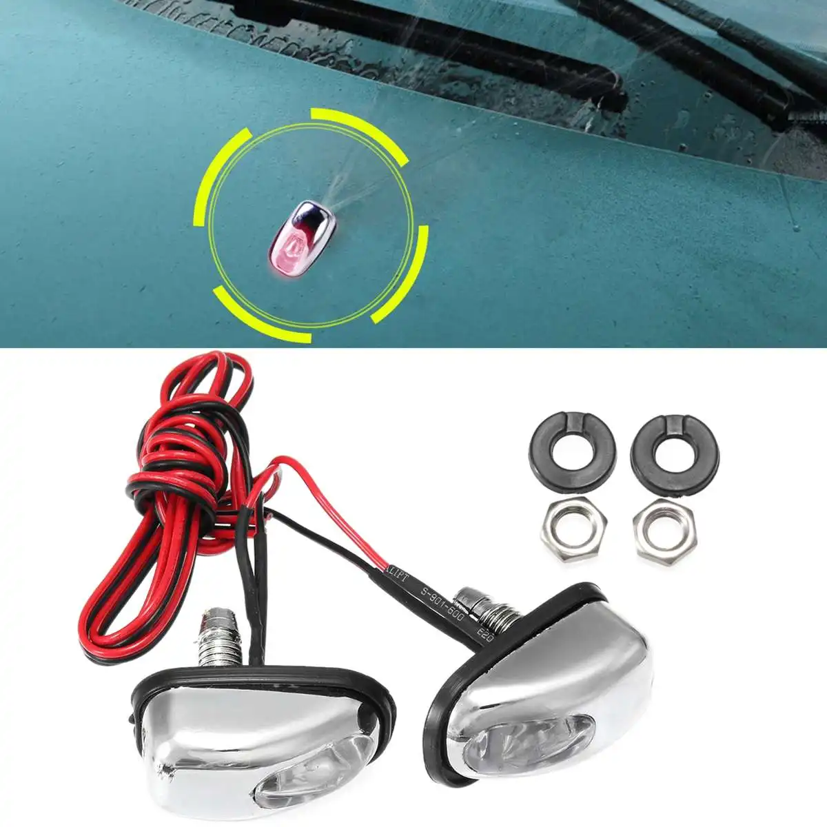 1pair Car Styling Universal LED Light Lamp Windshield Washer Wiper Jet Water Spray Nozzle Spout Wiper Washer Eyes for most cars 1pair Car Styling Universal LED Light Lamp Windshield Washer Wiper Jet Water Spray Nozzle Spout Wiper Washer Eyes for most cars
