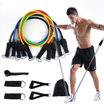 

11 Pcs Resistance Band Tension Band Set Up To 150 Pounds Resistance Set Fitness Exercise Band Home Workouts Strength Training