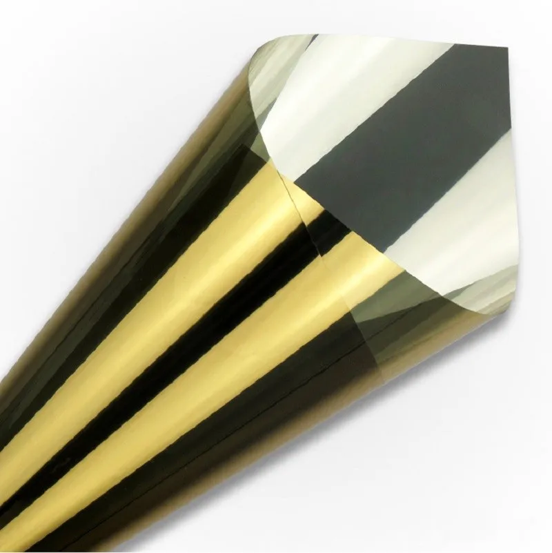 Gold Silver 40 см x 3 м термоуправляемая стеклянная пленка Серебристая самоклеящаяся анти-УФ односторонняя перспектива одностороннее зеркало украшение дома тонированная пленка - Цвет: Gold Silver