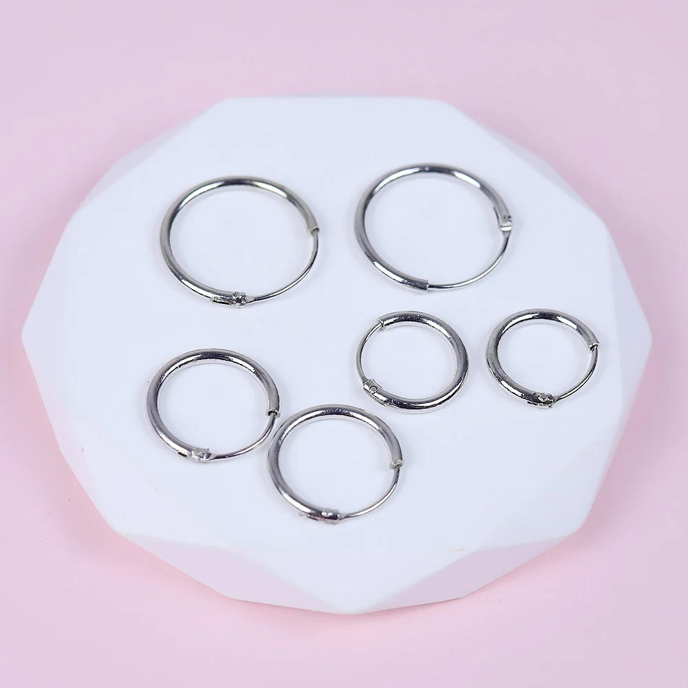 3 Pair/Set Fashion Punk Women Girl Simple Round Circle Small Ear Stud Earrings Punk Hip-hop Ear Ring Jewelry Hoop Earrings 5