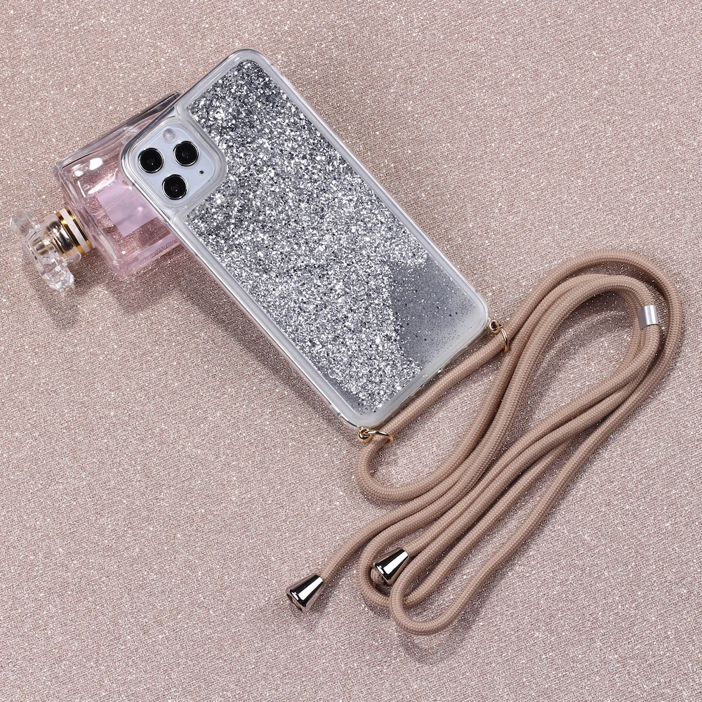 

Glitter Strap Cord Chain Necklace Lanyard Case for IPhone 11 Pro XS Max XR X 7 8 6 6s Plus Bling Crystal Carry Hang Cover
