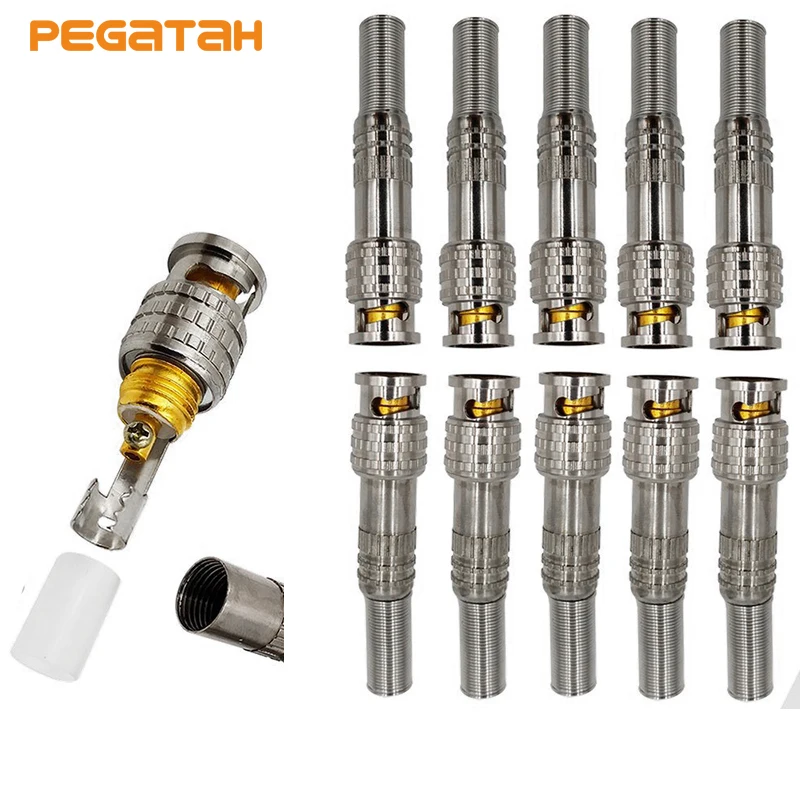 10pcs Big sale BNC Connector Jack for Coaxial Camera Surveillance Camera system Accessories CCTV System Solder Less Twist Spring