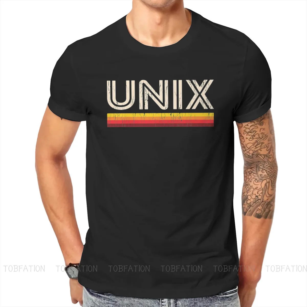 Операционная система Linux креативная футболка Tux Penguin для мужчин ретро с круглым