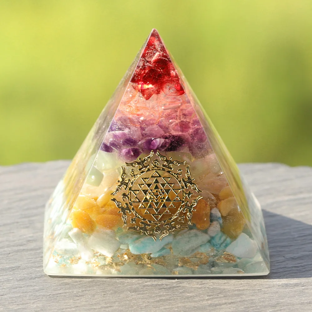 

Orgonite Pyramid Orgone Healing Energy Metatron Natural Crystal Rock Quartz Jewelry 7 Reiki Chakra Home Decor