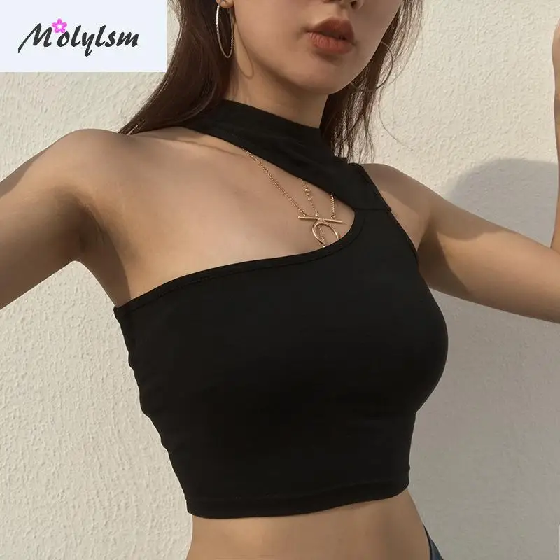 

Spring 2020 Women's New Sexy Shoulder Digging Irregular Short Vest Tank Top Women Clothes