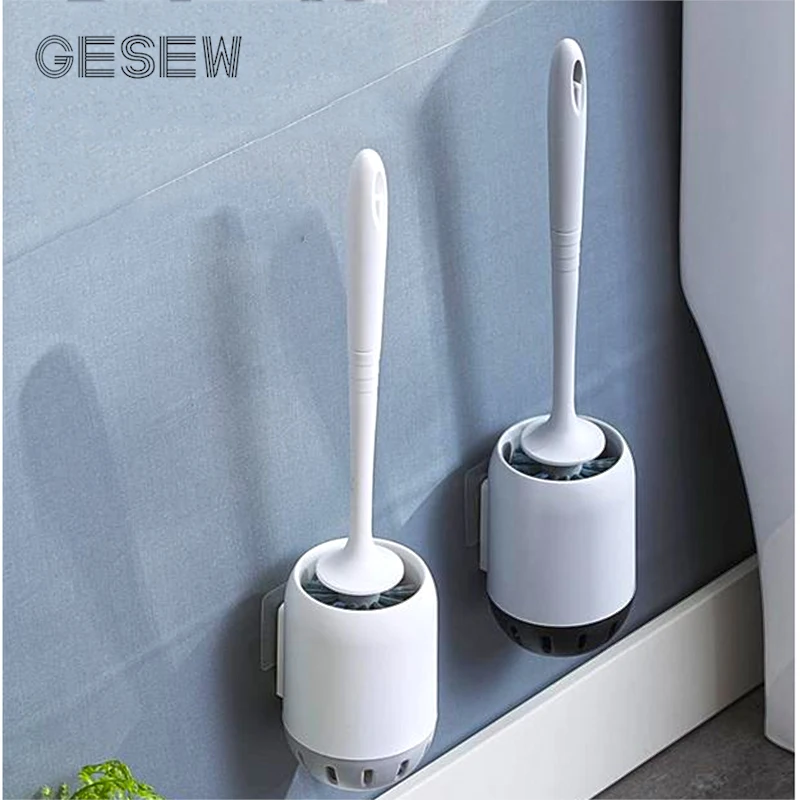 

GESEW Toilet Brush Household Cleaning Brush TPR Material Wall-Mounted / Floor-Mounted Long Handle Bathroom Cleaning Accessories