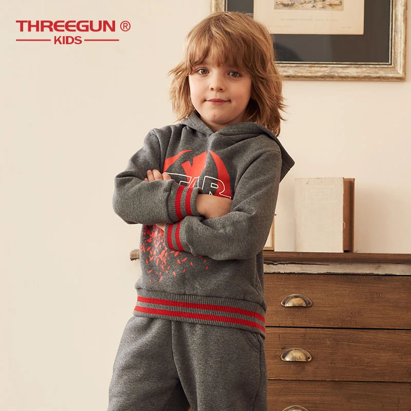THREEGUN X Star Wars; плотные толстовки для маленьких девочек и мальчиков; худи для подростков; хлопковые Бархатные Топы; детская одежда с длинными рукавами