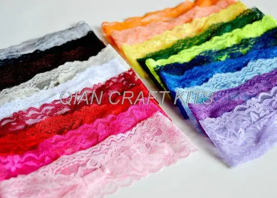 

50pcs Interchangeable 2" wide Lace Headband Rainbow Assortment Set for Infants Toddlers Children and Teens