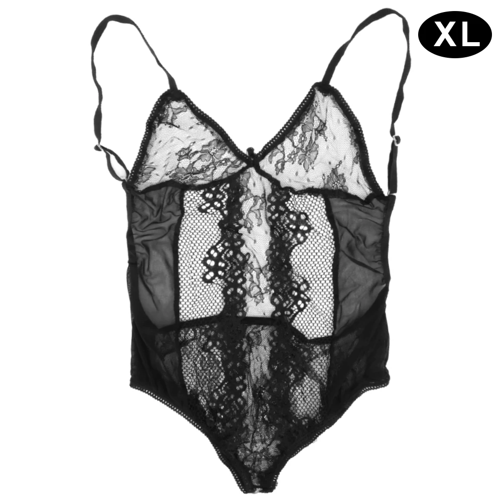 black XL Купальник с v-образным вырезом, кружевное ночное белье с высокой талией, Эротическое нижнее белье, сексуальное нижнее белье, сексуальное ночное белье, женское соблазнительное платье - Цвет: black XL