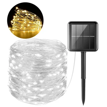 

100LEDs 10M Solar String Light Waterproof Copper Wire Fairy Light For Outdoor Garden Party Wedding Rated IP44 no wiring required