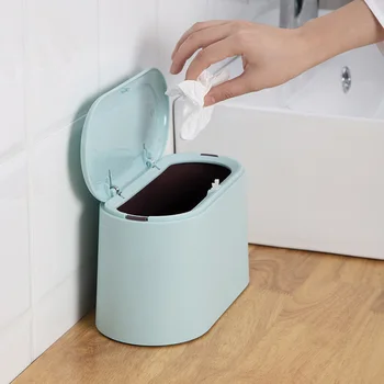 

Home Kitchen Table Mini Trash Can With Lid Simple Style Press-Type With Removable Inner Garbage Trash Bin Desktop Office