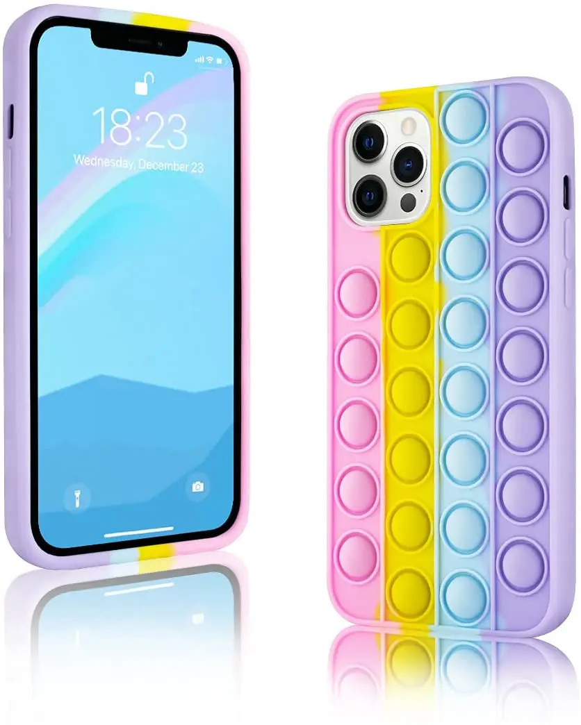 Cute Fidget Toys Phone Case For Iphone 12 11 Pro Xr X Xs Max 10 7 8 Plus Se Push Pop Bubble Soft Silicone Protecive Cover Phone Case Covers Aliexpress