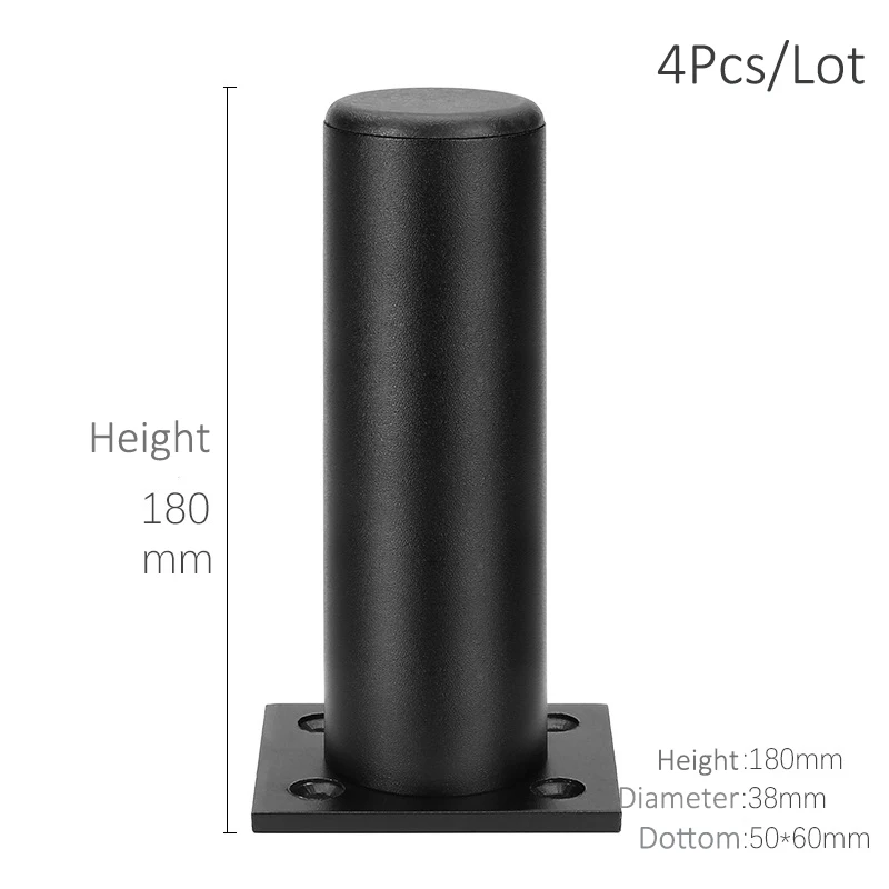 Height 18cm - Black Утолщенные Регулируемые Алюминиевые ножки для мебели, ножки для шкафа 6-30 см, подставка для шкафа телевизора, ножки для ванной комнаты, ножки для дивана, набор из 4 предметов - Цвет: Height 18cm - Black