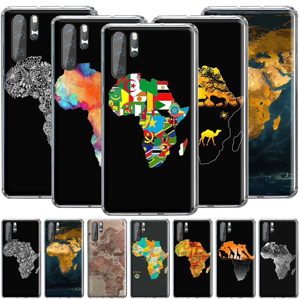 Африка Карта силиконовый чехол для Huawei Y6 Y7 Y9 Prime 2019 2018|Бамперы| |
