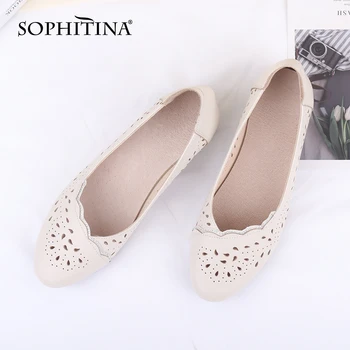 

SOPHITINA Learther Flats Women Round Toe Cow Leather Comfortable Spring And Fall Women's Flats Autumn Shallow Shoes Woman CZ014