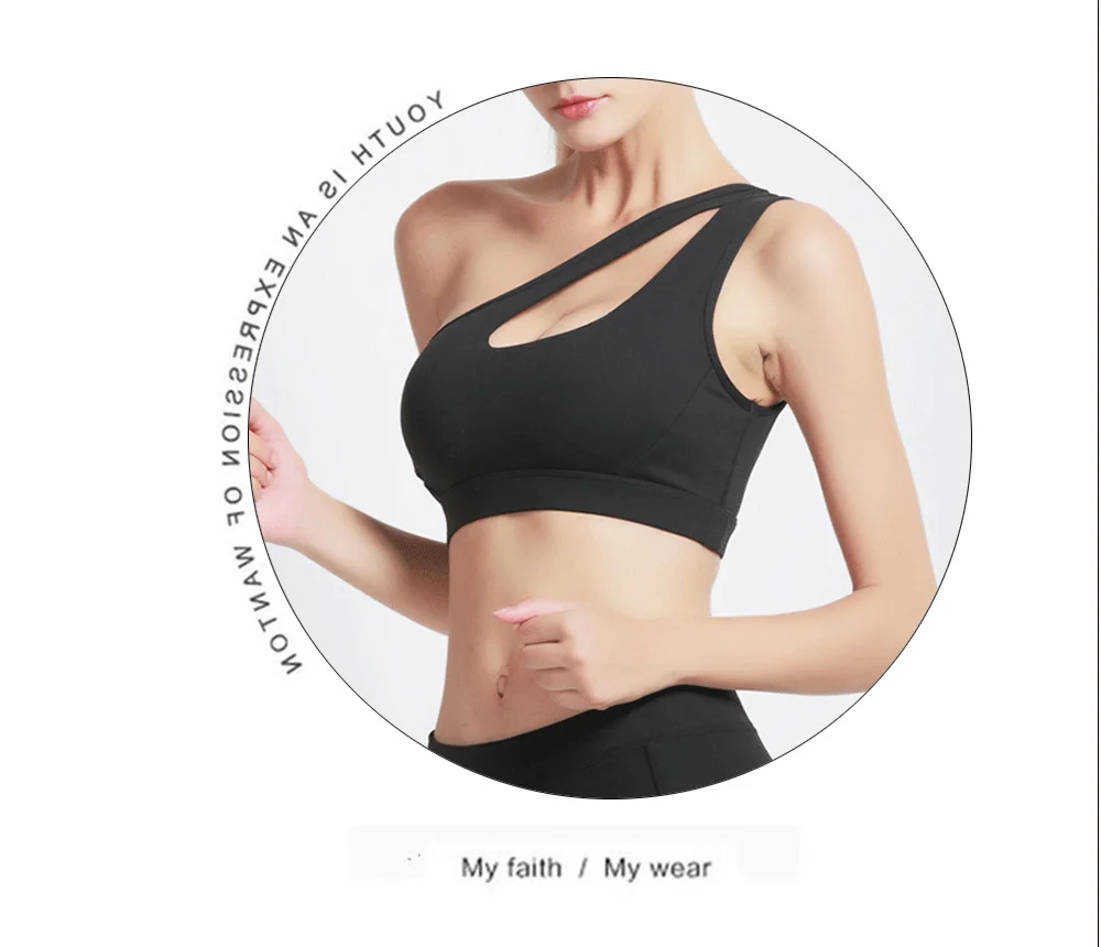 Gym Clothing Women Black One Shoulder Sports Bra Push Up Seamless High  Impact Workout Sport Top Crop Tank Fitness Wear For Yoga Brassiere From  Kupaoliu, $30.65