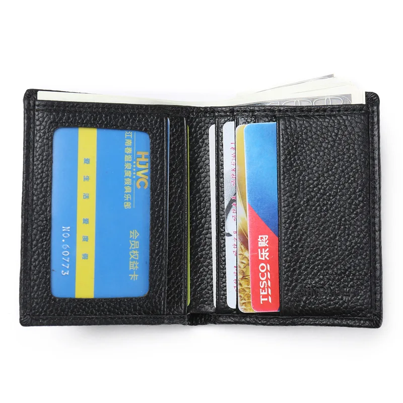 2024 Men Wallets Thin Name Engraving Genuine Leather MINI Men Purse ID Card Holder Classic High Quality Men Wallets 4