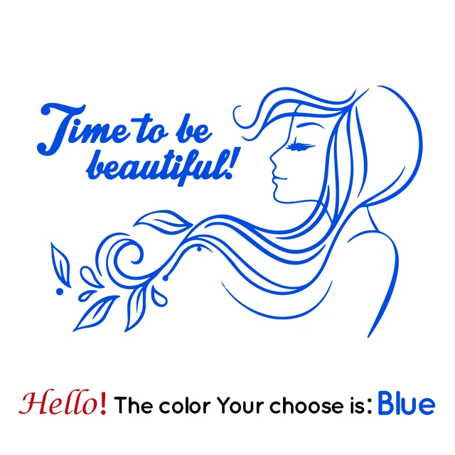 Fun Beautifil girl Wall Sticker Home Decor Decals For Woman Bedroom Vinyl Stickers Woman Beauty Quote Wallpaper Poster Mural Blue