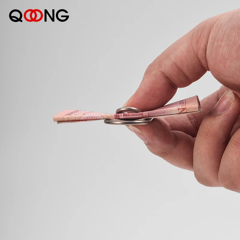QOONG Stainless Steel Silver Slim Pocket Money Clip Wallet Cash ID Credit Card Money Holder Metal Steel Bill Clip Clamp QZ40-001 metal money clip