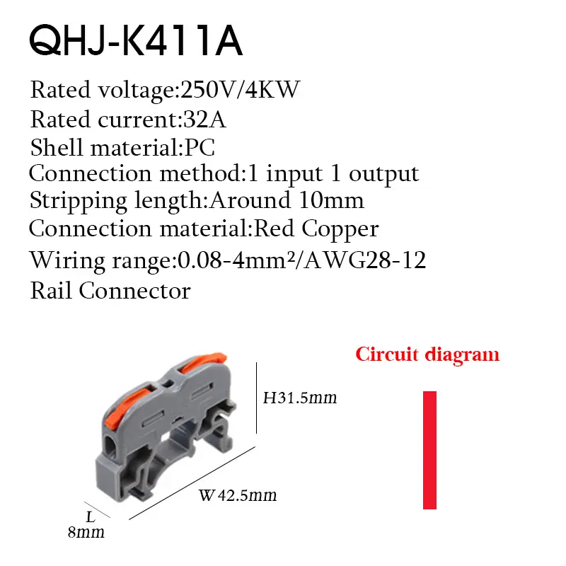 Wire Electrical Connectors Din Rail Type Fast Universal Compact Conductor Wiring Cable Connector LED Push-in Butt Terminal Block - Image 13