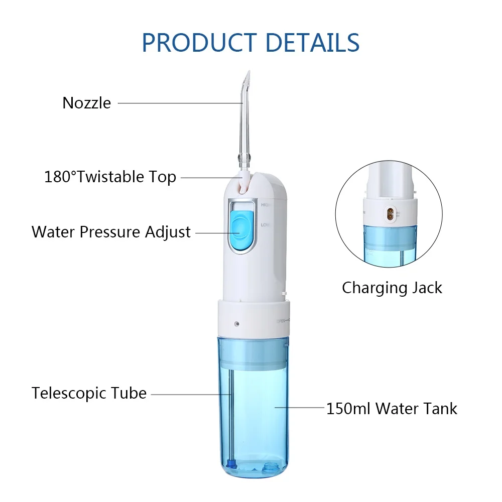 Беспроводной ирригатор для пероральной воды Irrigador стоматологический портативный импульсный струйный ирригатор с USB Перезаряжаемый инструмент для гигиены полости рта
