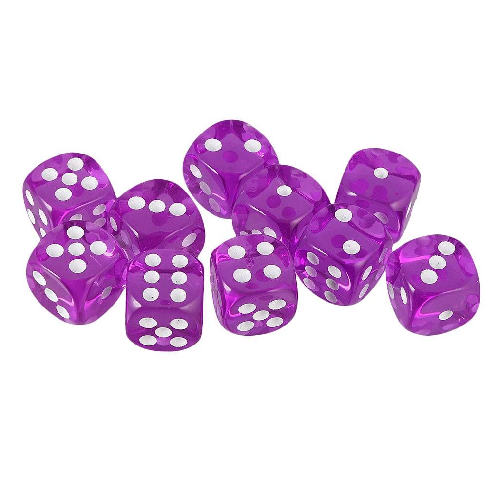 10pcs 16mm Six-sided D6 Dice for Dungeons & Dragons D&D TRPG Dices Party Gambling Dices Game Digital Dices