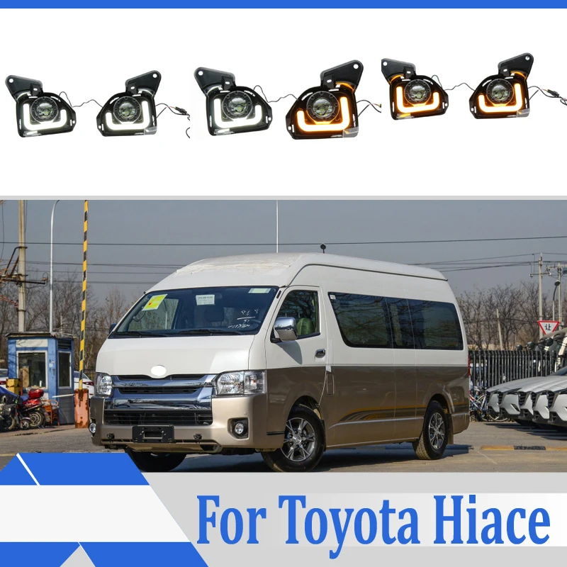 2 шт. для Toyota Hiace- Светодиодный дневной ходовой светильник DRL Автомобильная противотуманная фара 6000K белый светильник желтый светильник