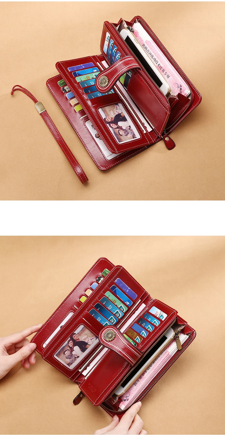 Горячая распродажа женский кожаный клатч-портмоне женский длинный кошелек женский кошелек на молнии ремень деньги кошелек для iPhone 7