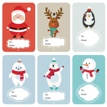 

250pcs/roll Christmas Stickers Self Adhesive Gift Tag Stickers 6 Assorted Santa Snowmen Christmas Presents Labels Xmas Gift