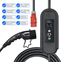 Portable EV Charger 5m Cable 11KW 380V-450V EV Charger 16Amp 3 Phase IEC 62196 Type2 EV Charging Plug Portable EV Charger 5M