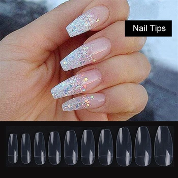 

500PCS/OPP Professional Acrylic Fake Ballerina Half Nail Tips French Coffin False Nails Artificial DIY Tips White/Beige/Clear