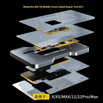 

MasterXu MX-V6 Reball Kit 6in1 As JC AiXun Z11 Middle Frame Reballing for Iphone 11 11Pro 11Pro Max matherboard PCB Repair Solde