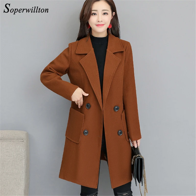 

2019 autumn and winter woolen coat female Mid-Long New Korean temperament women's popular Outerwear woolen coat Plus Size