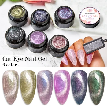 

MEET ACROSS 8PCS Cat Eye Gel Polish Sets Varnishes Hybrid Nails For Manicure 6ML Ice Spar Cat Eyes Soak off Enamel UV Gel