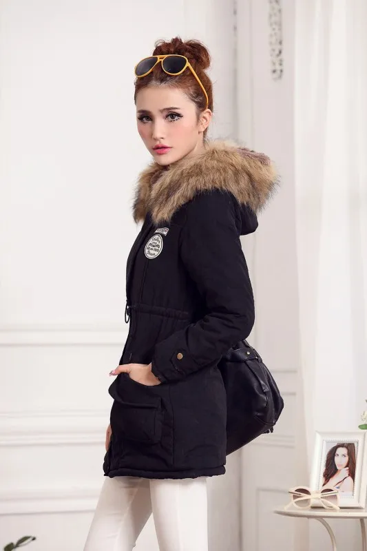 AliExpress женское платье, зима, стиль, Европа и Америка, одежда с хлопковой подкладкой, плюс бархат, с капюшоном, средней длины