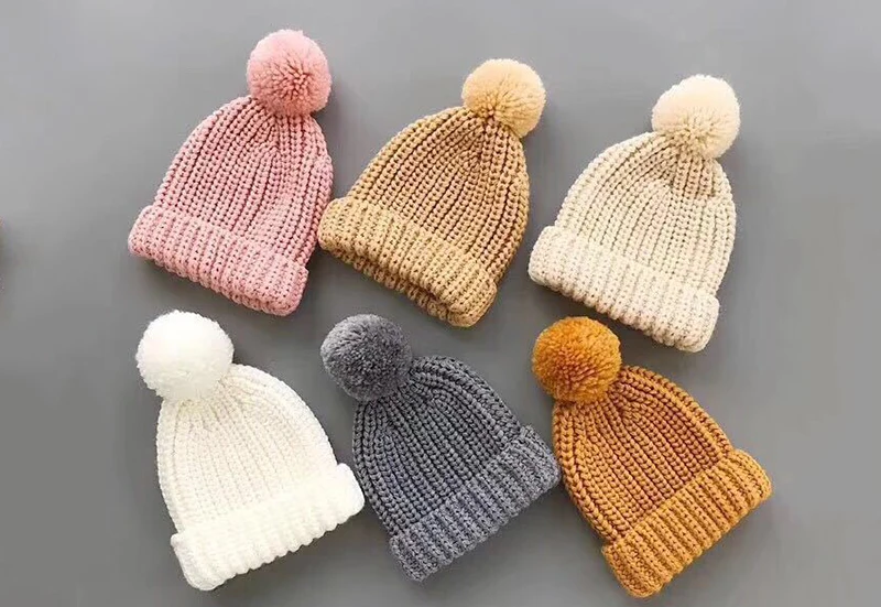 baby accessories designer Baby Knitted Winter Hat Boys Girls Pompom Cap Crochet Knitted Candy Color Toddler Beanie Cap Infant Kids Children Hairball Hats designer baby accessories