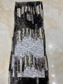 

African big sequins Lace Fabric 2020 Mint High Quality Lace French Net Embroidery Tulle Velvet Fabrics For Nigerian Party Dress