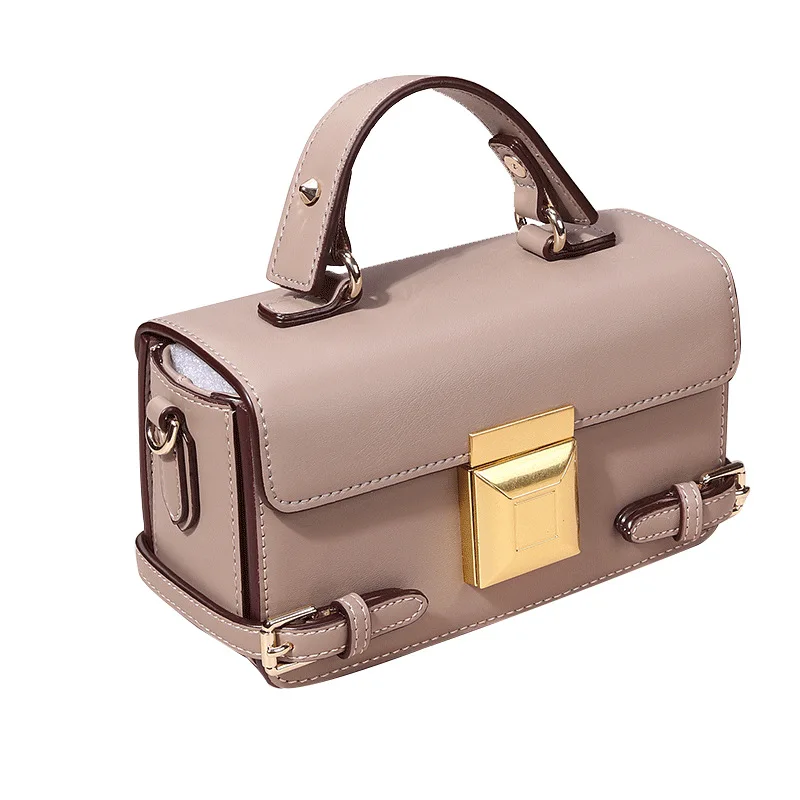 

Elegant Genuine Leather Box Bag Fashion Waterproof Stable Shape Mini Makeup Handbag Leisure Shoulder Crossbody Bags Bolsa DF452