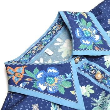 

2020 Newest Spring Autumn Dress Women Runway Designer Fashion Luxury Brand Floral Print Vintage Retro Long Sleeve Midi Dresses