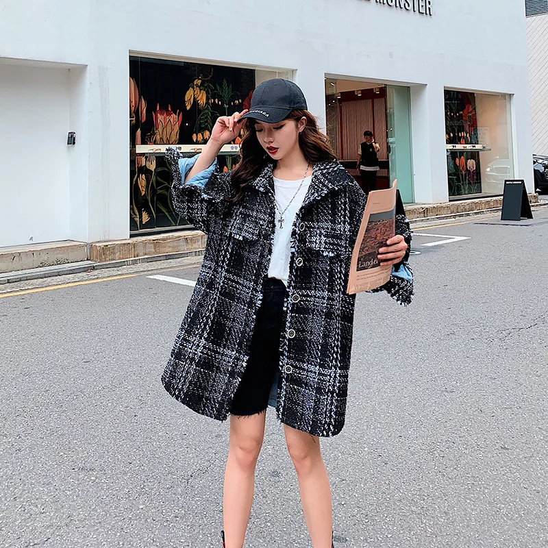 

Debutante Graceful Coat Women's 2019 Autumn And Winter New Style Retro Casual Loose Coarse Woolen Long-sleeved Cardigan Small Su